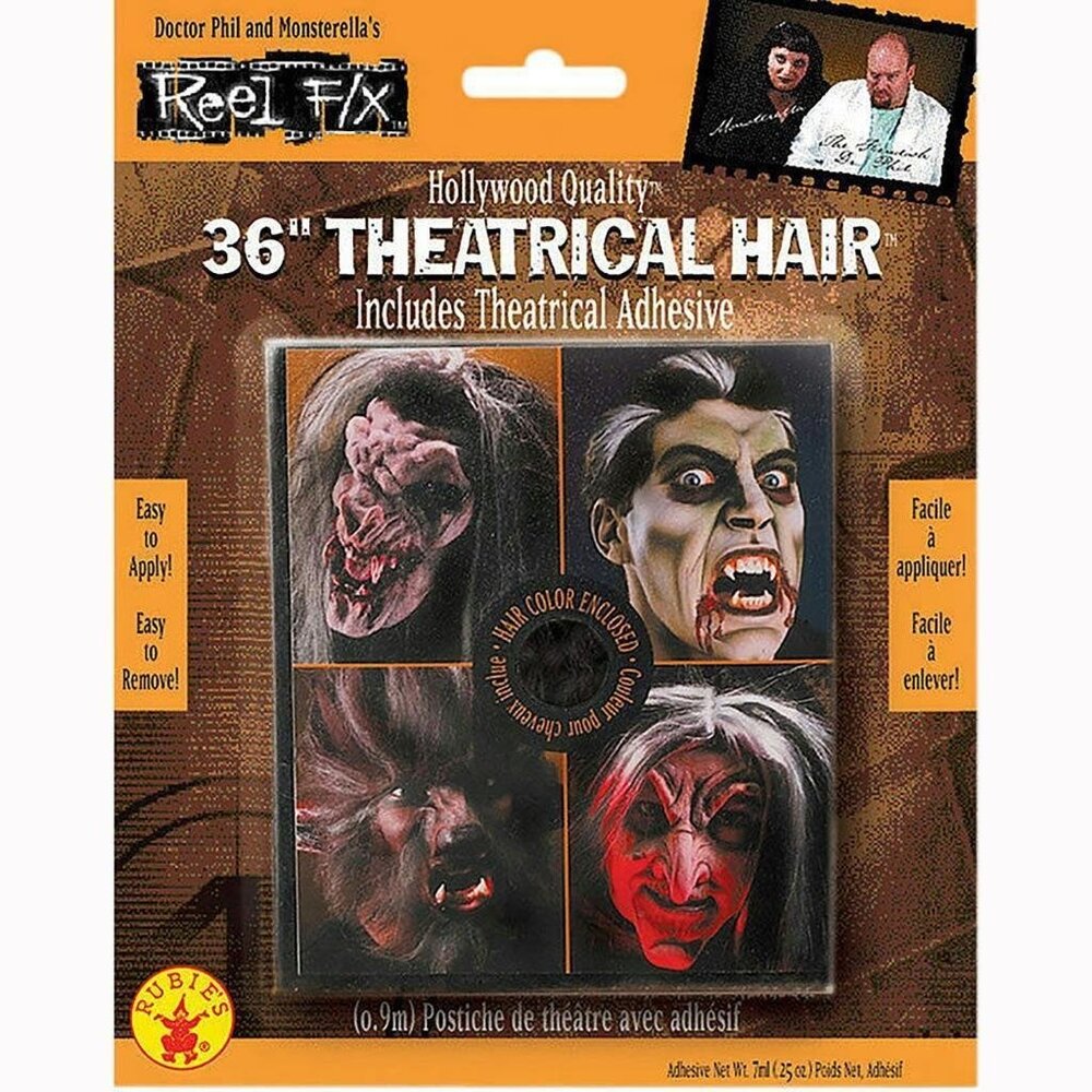 Reel F/X 36" Theatrical Hair with Adhesive Hollywood Halloween Accessory New